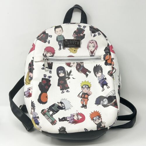 Naruto Shippuden Allover Chibi Character Faux Leather Mini Backpack Tote Bag