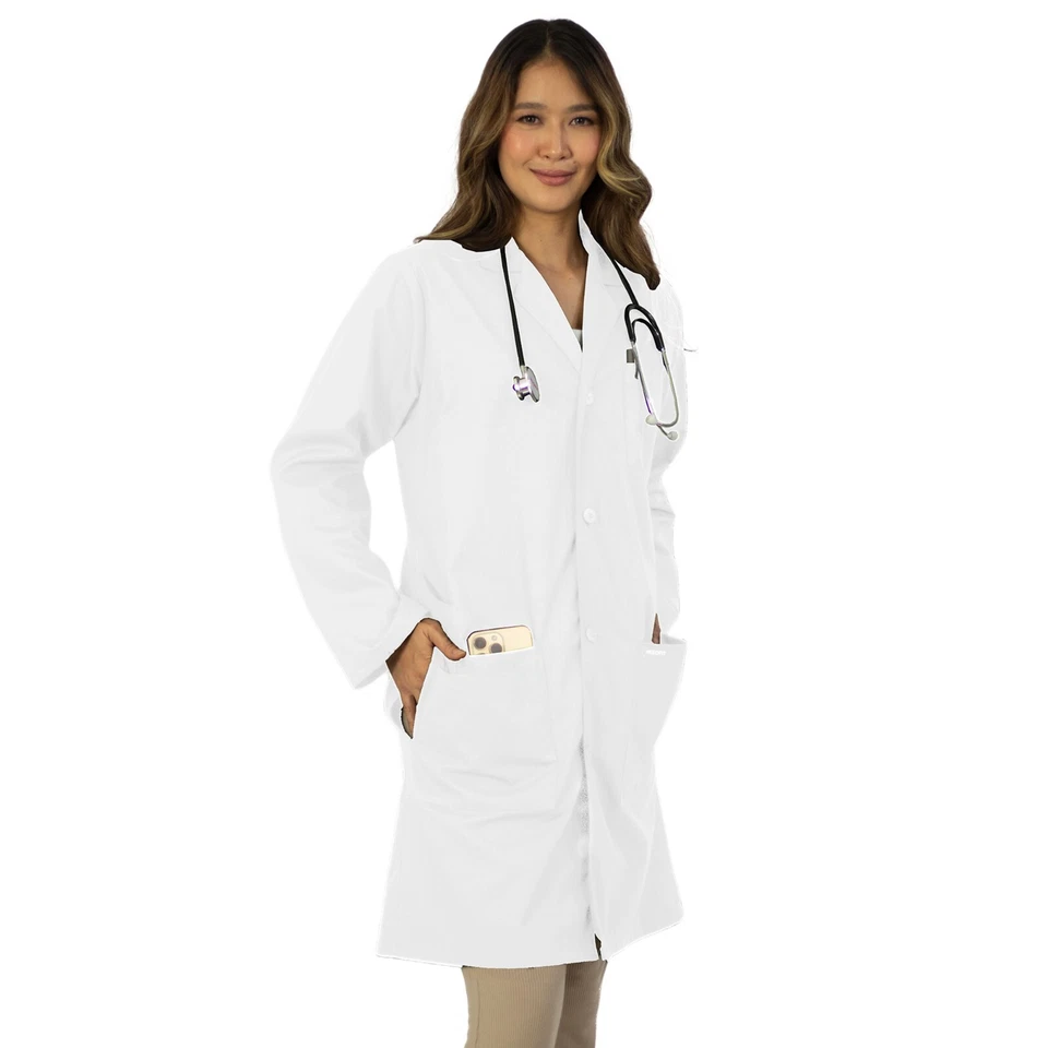 HeedFit Unisex 40" Lab Coat Poly-Cotton Long Sleeve, 5 Pockets and Pen Slot - Image 4 of 4