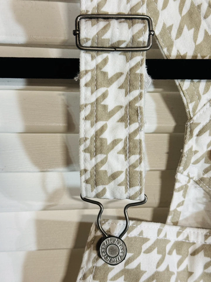 Dickies Girls Size XL Tan Overall Dress Denim Houndstooth Jerry Leigh EUC - Image 3 of 4