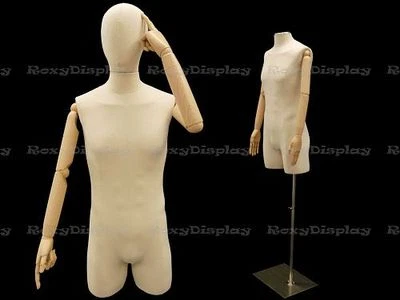 ROXY DISPLAY Linen Male Body Hard Foam Dress Form with arms and head #JF-M2LARM+BS-05