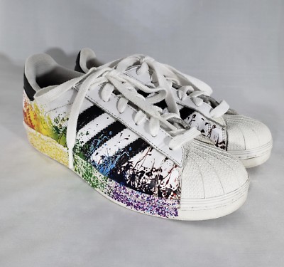 adidas superstar rainbow paint splatter