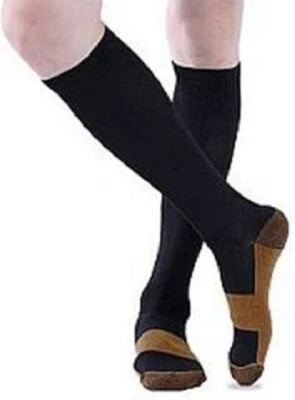 Sport Reise Stütz Strümpfe Kompressionstrümpfe Kupfer Damen Herren Schwarz
