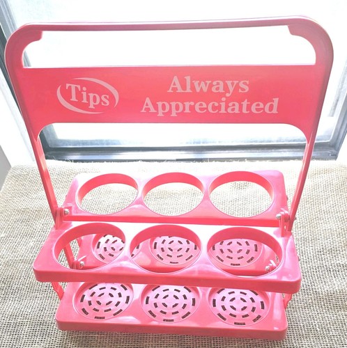 New Foldable Red 6 Cup Drink Holder Carrier Caddy Plastic Tip Always Appreciated