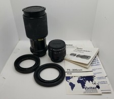 Vivitar MC 75-205mm Zoom Lens w/ 2x Matched Multiplier With Collapsible Hood