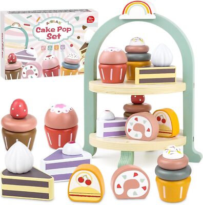 Airlab Kinderküche Spielküche Zubehör Holz, Holzspielzeug Kuchen Holz für Kin