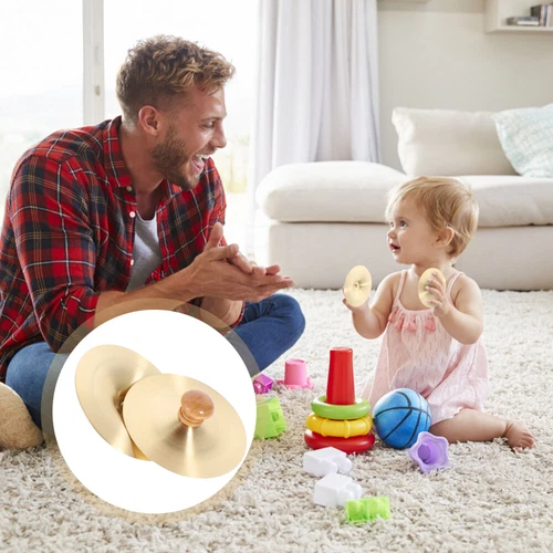 2 Pcs Gold Finger Copper Cymbal Kids Cymbals Baby Hand Toddler