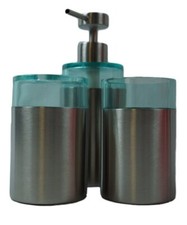 Wenko Brushed Stainless Steel Soap Dispenser, Toothbrush Holder  Bathroom Cup