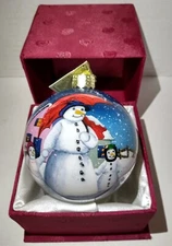 Vintage Snowman Merck Family Old World Christmas Ornament Glass Inside Art Bulb