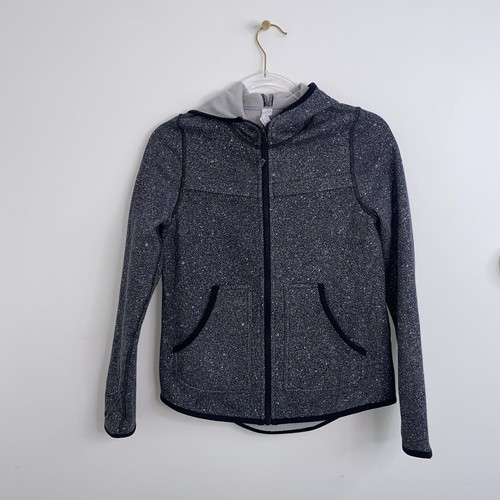 Ivivva Lululemon Girls Size 14 Gray Speckled Thumbholes Pocket Zip-Up Hoodie