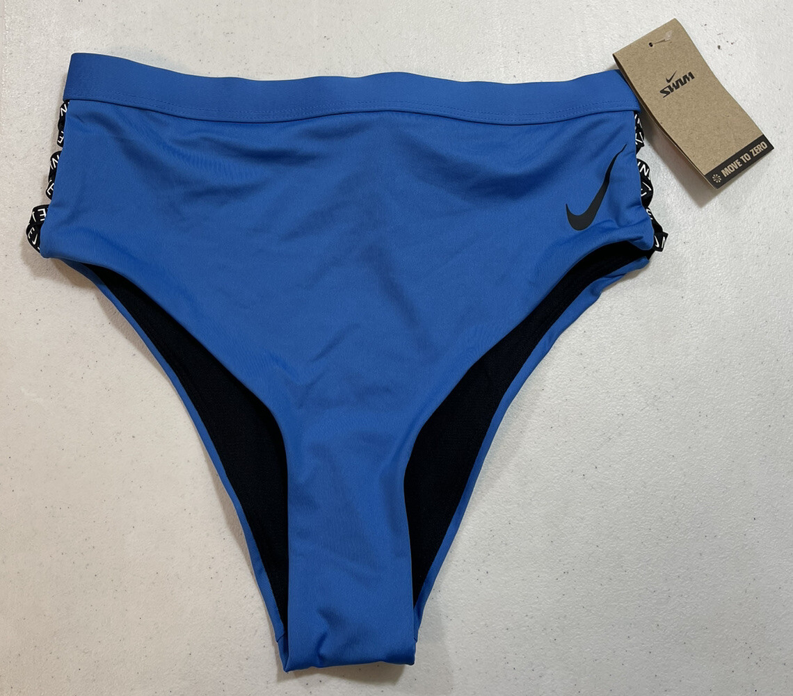 Nike Women's High Waist Cheeky Swim Bottoms Bikini NESSC256 442 Blue