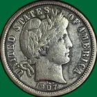 1907-O Barber Dime Very Fine VF Coin, Cleaning #44477