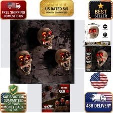 Halloween Animated Floating Skull 3 Pack Sound Activated Light Up Eyes Prop