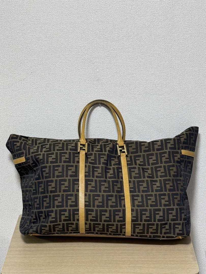 Fendi FF Logo Large Boston Bag Spacious Japan Import