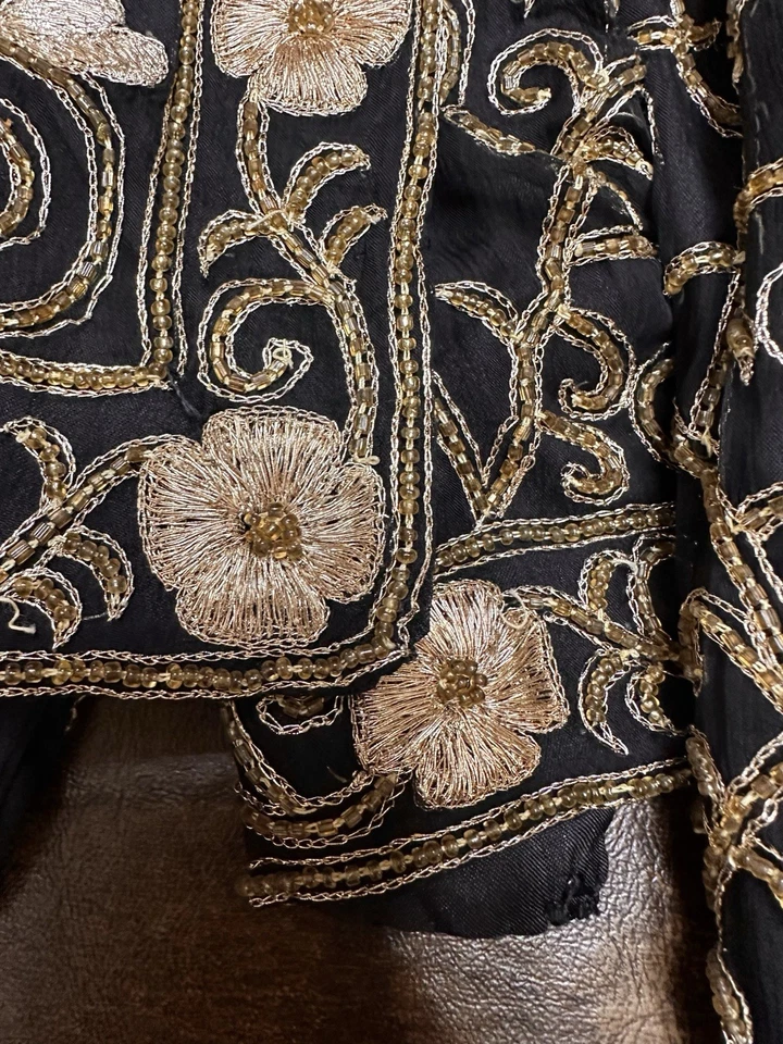 Laurence Kazar Vintage Silk Embroidered Bolero Jacket Formal 80s Shoulder Pads - Image 4 of 4