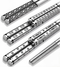 Metal Chopsticks Reusable 5 Pairs Stainless Steel Chopsticks Dishwasher Safe Squ