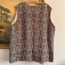 Vintage Size XL bohemian tapestry handmade vest paisley boho 70s chic