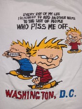 VTG 90s Calvin And Hobbes Single Stich Shirt Size L Washington DC Classic Comic