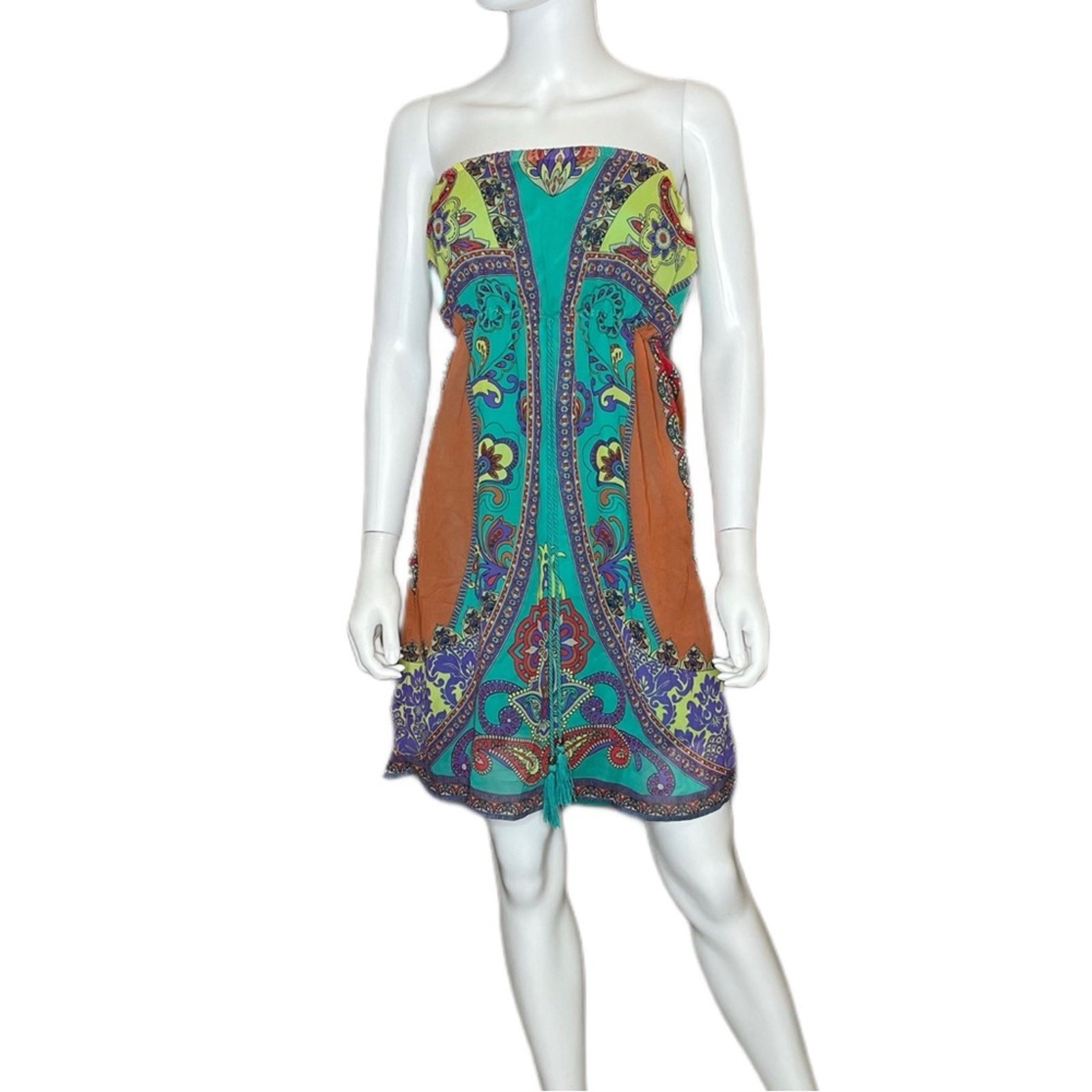 Flying Tomato Paisley Floral Strapless Mini Dress Women’s Sz S