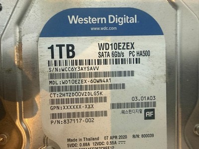 Western Digital Blue WD10EZEX 1 TB 3,5'' 7200 1/MIN SATA intern Desktop CCTV-Festplattenlaufwerk