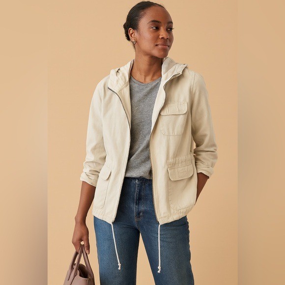 GAP Cream Hooded Utility Jacket | Size Small