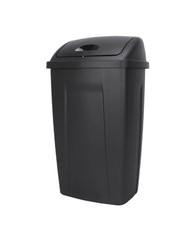 Kitchen Trash Can, 13 Gallon Plastic Garbage Bin with Swing Top Lid, Black