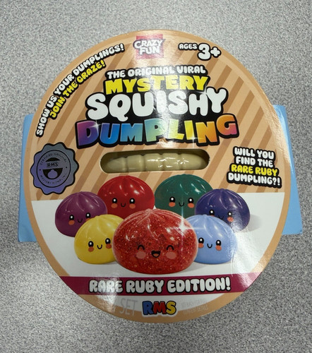 RMS Mystery Squishy Dumpling Squeeze Ball Red Glitter Gel Toy 3 in