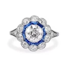 Art Deco Vintage Style Lab Created Diamond Engagement 14K White Gold Finish Ring