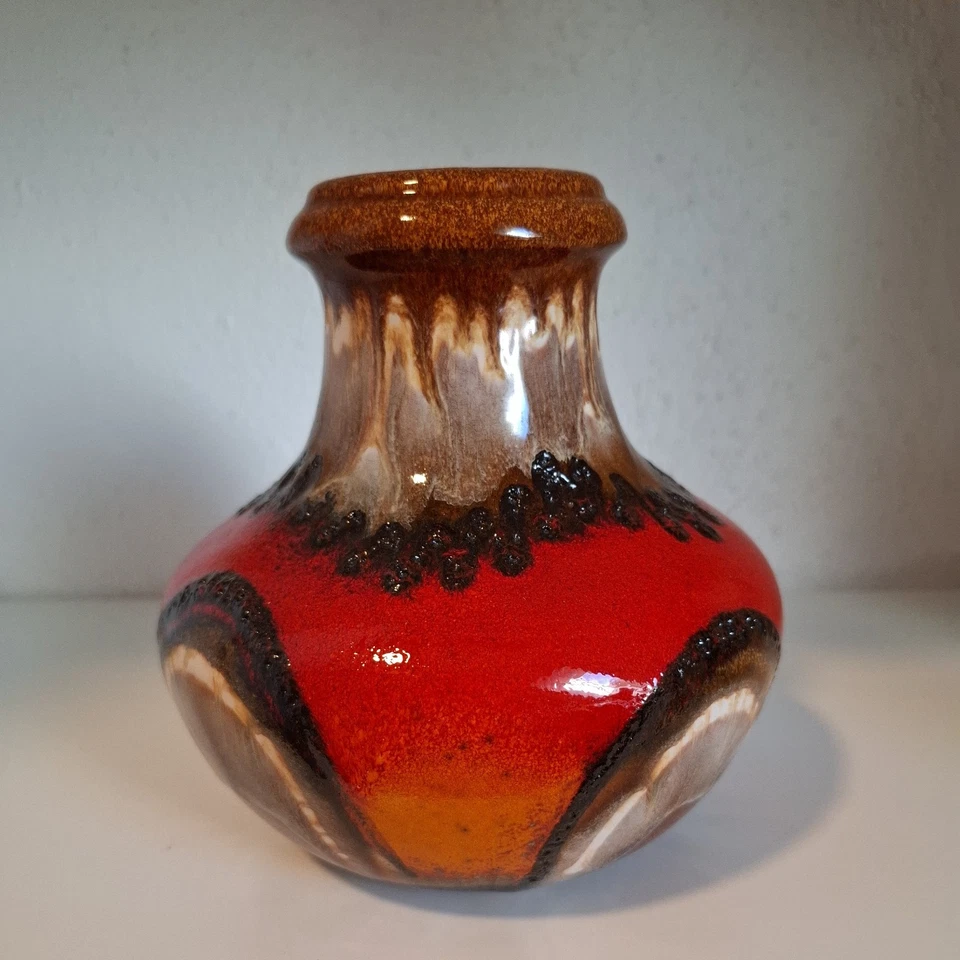 Vase Krug Scheurich 423-18 60er Jahre 60s  Fat Lava prima Zustand orange rot - Bild 3 von 4