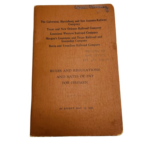 1925 Railroad Rules & Pay Rates Booklet Firemen Multiple Companies