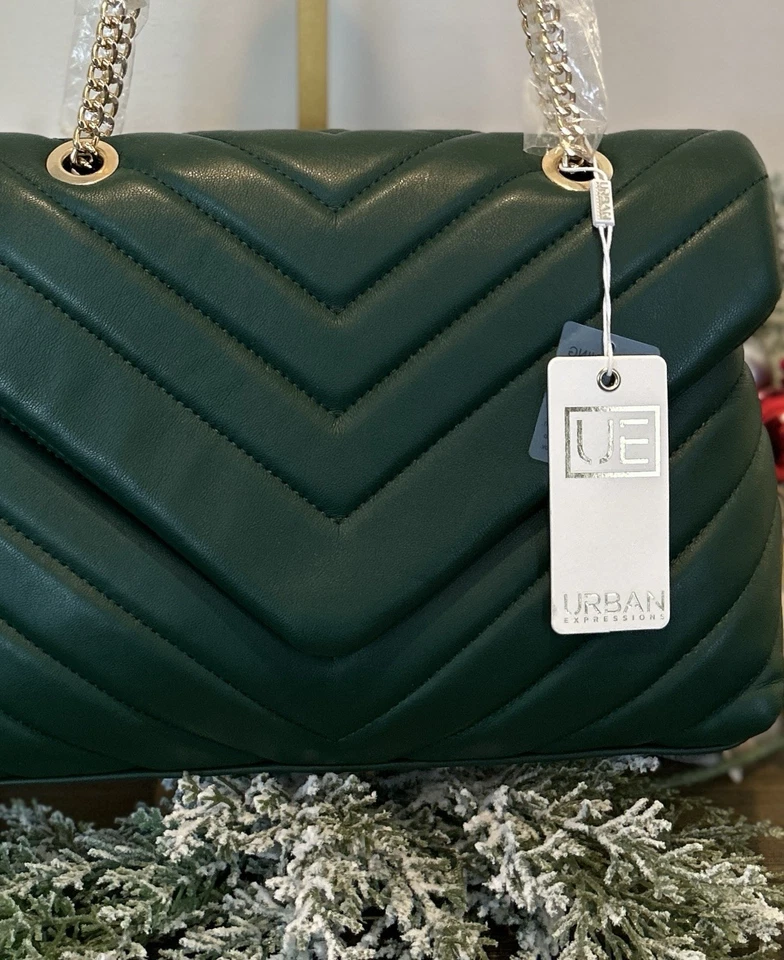Изумрудно-зеленый шеврон сумка на Urban Expressions цепочка ремень новый с Ярлыками Бесплатная доставка - Изображение 3 из 4