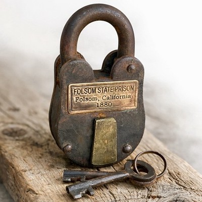 Folsom State Prison 1880 Cast Iron Prison Lock w Keys Antique Reproduction