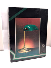 Vintage Green Banker Desk Lamp Solid Brass NOS Sealed Box Taiwan