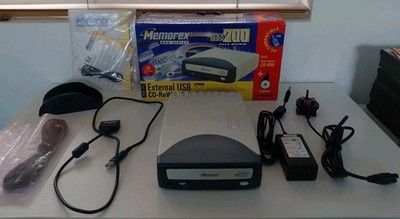  Vintage Memorex BBQ-200 Externes USB CD-ReWriter Laufwerk für PC Originalverpackt Komplett 