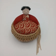 Vintage 1960's  Traditional Japanese Asian Doll Craft Sewing Pin Cushion