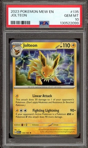 Pokemon TCG Scarlet & Violet 151 MEW EN #135 Jolteon Holo Rare PSA 10 Low Pop
