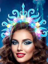 Light Up Headband, Blue Glitter Hairband, 's Festival Party Mermaid New Year ...
