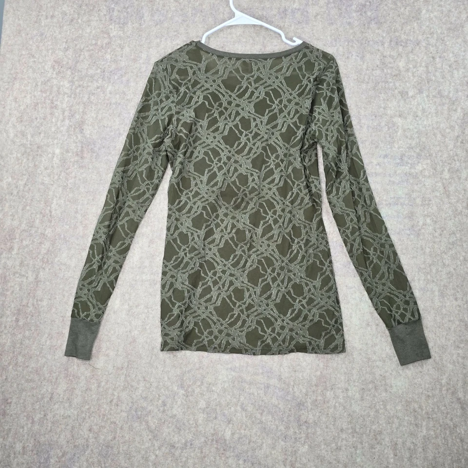 Top manga larga estampado verde oliva BKE para mujer L poliéster rayón texturizado Foto 2 de 4