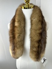 1950  s Vintage Brown Mink Fur Collar Pink Satin Lining Clip Closure