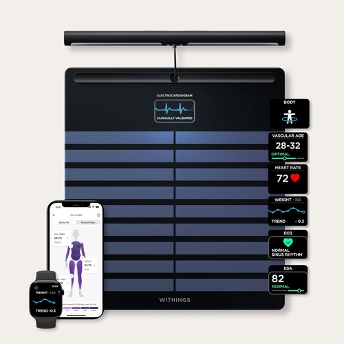 Withings Body Scan WiFi Smart Scale Segmental Body Composition Analysis - Black