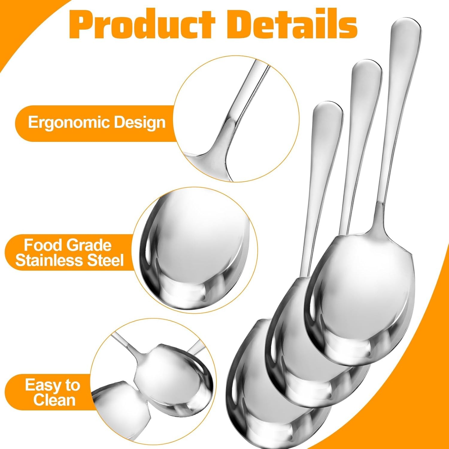 9.84 Inch Stainless Steel Large Buffet Serving Spoons Silver Servings 