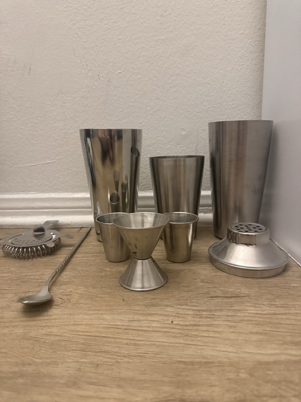 Stainless Steel Cocktail Shaker Set, 8-Piece w/ Jigger Strainer Spoon