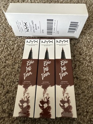 Lot of 3 NYX Epic Ink Liner Eye Liner, EIL02 Brown, Professional Makeup