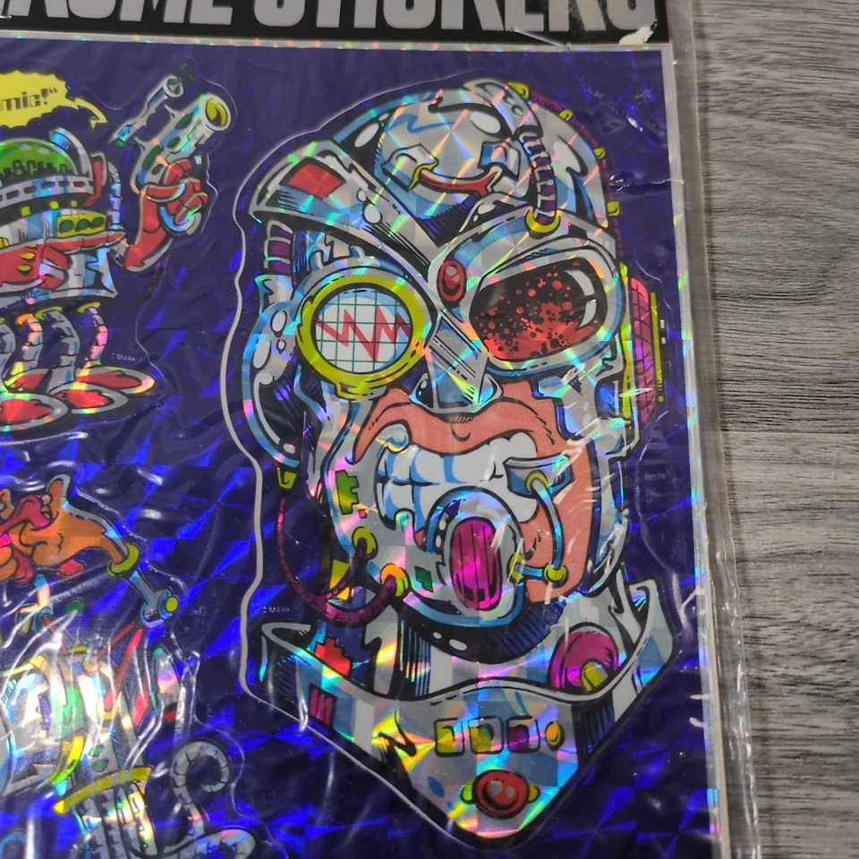 Vintage 80's Mark 1 Chicago Robot Mech Cyborg Chrome Prism Sticker Sheet NOS - Image 4 of 4
