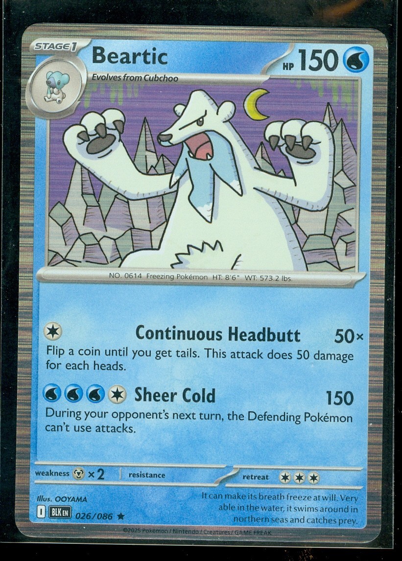 Pokemon BEARTIC 026/086 - Black Bolt - RARE HOLO - MINT