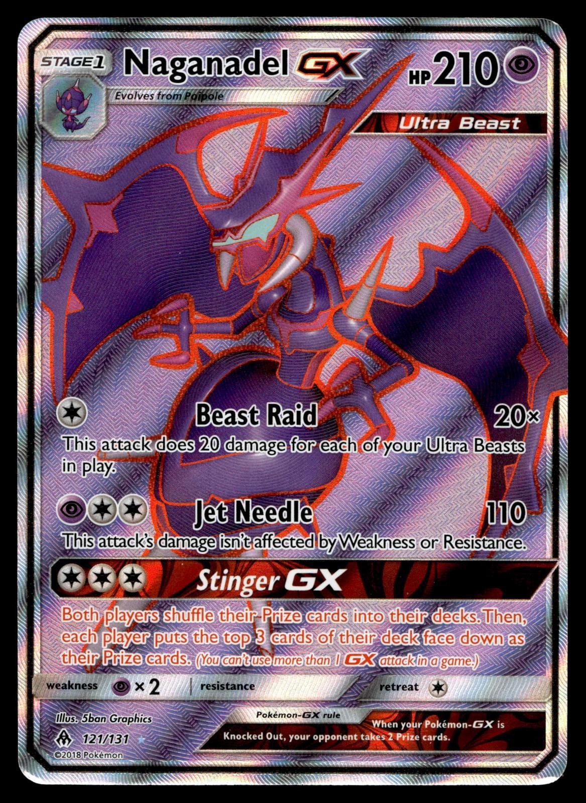 POKEMON NAGANADEL GX FORBIDDEN LIGHT 121/131 ULTRA RARE NM/M