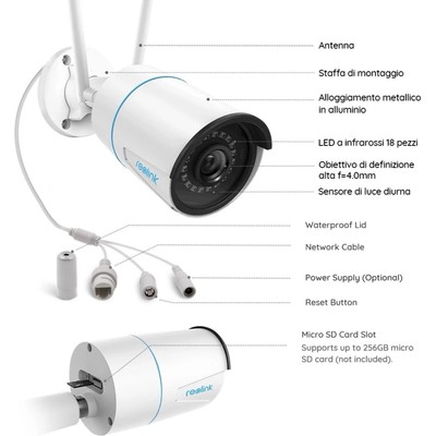 Reolink 5MP 2,4/5GHz WLAN CCTV Überwachungskamera Aussen Audioaufzeichnung 510WA