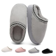 Memory Foam Slippers for Women and Men Indoor 10-11 Women/9-10 Men Light Grey