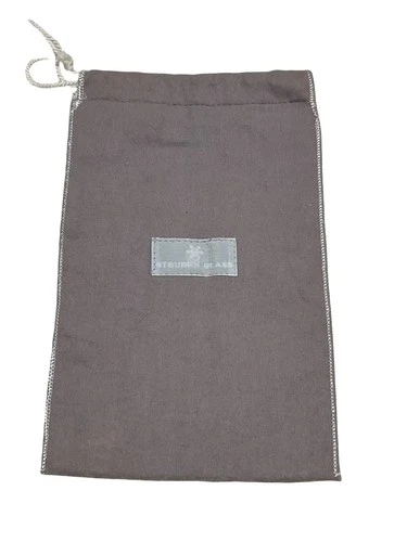 Steuben Glass Drawstring Storage Bag 10-3/4" x 6"  Grey Cotton Flannel