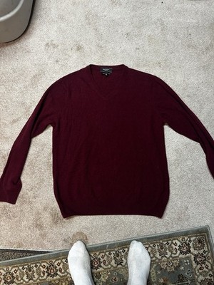   Mantovani Studio 100% Italian Cashmere LARGE Pullover V Neck Sweater Mens