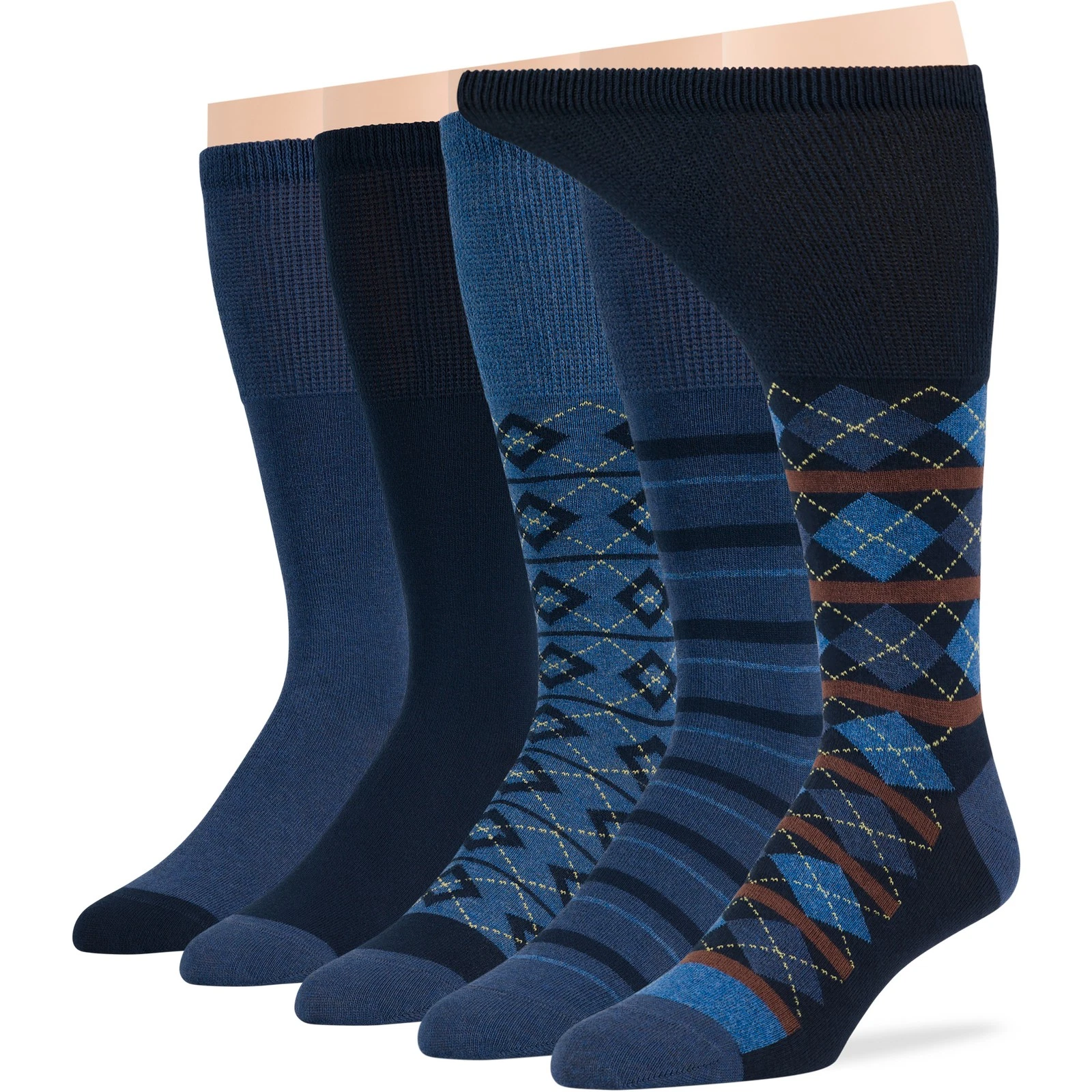 Men Diabetic Cotton Mid-Calf Socks 5 Pack XLarge Argyle Stripe Dark Navy Denim
Opens in a new window